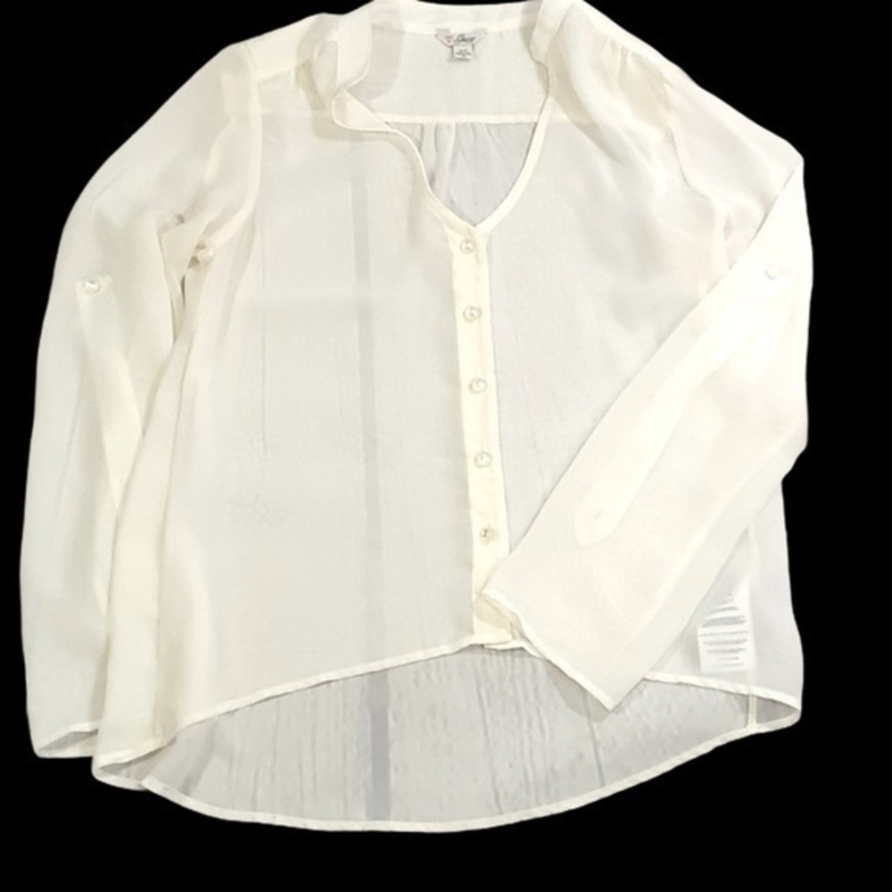 Guess cream sheer blouse small 3/4 sleeves